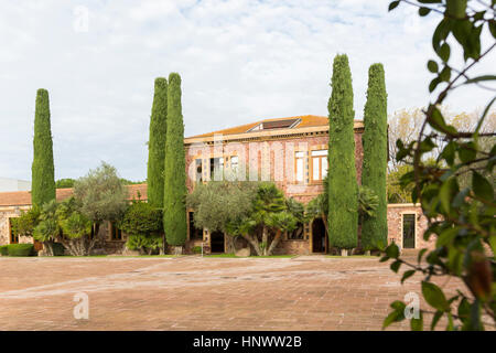 The historic vinery Sella & Mosca built in 1903 near Alghero, Sassari, Sardinia Italy Stock Photo