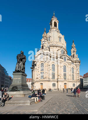 View of Frauenkirche in Neumarkt in Dresden, Germany Stock Photo