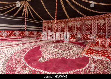 Arabic Bedouin tent interior in Al Ain, United Arab Emirates Stock Photo