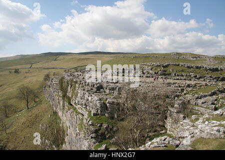 Limestone pavement at the top of Malham Cove, North Yorkshire, England, United Kingdom Stock Photo