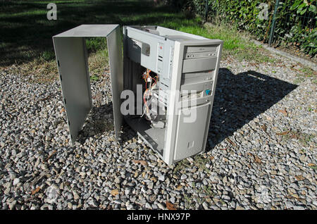View of open tower case of the 90s Stock Photo