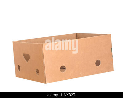 Cardboard box isolated on white.Boring but useful item. Stock Photo