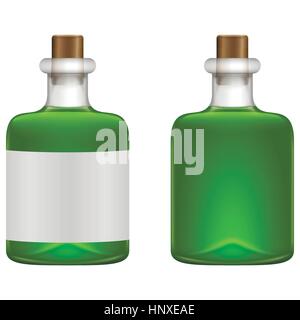 Green beverage in glass bottle Stock Vector