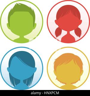 Head and Shoulder People Avatar Profile vector illustration. Stock Vector
