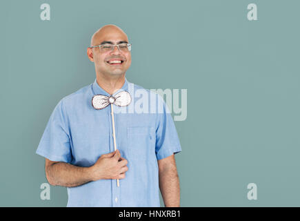 Bald Man Smiling Happiness Portrait Stock Photo