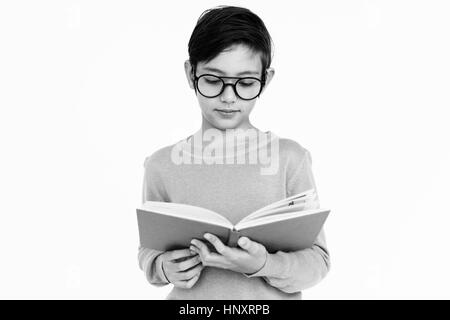 Boy Read Book Nerd Concept Stock Photo