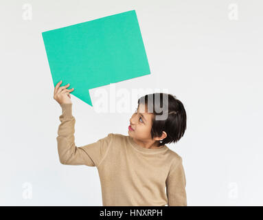Male Holding Speech Bubble Concept Stock Photo