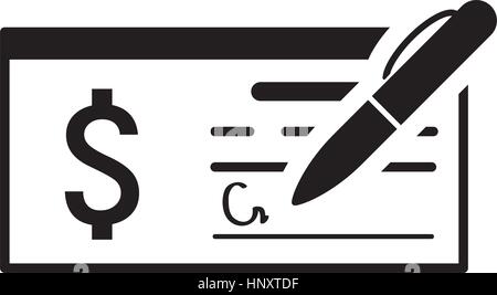 Money Check Business Icon. Flat Design. Stock Vector