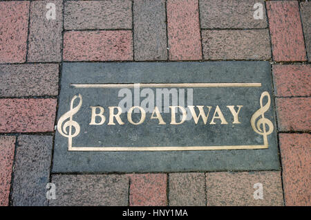 Broadway marker on Broadway, Nashville, Tennessee Stock Photo