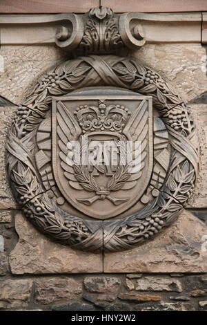 Detail from the exterior of the Scottish National War Memorial, Edinburgh Castle, Scotland. Formally opened in 1927