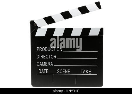 blank clapperboard isolated on white background Stock Photo
