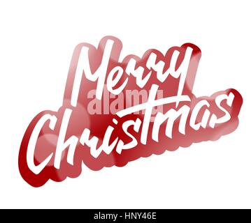 Merry Christmas Hand Lettering Text on Blurred Backdrop Stock Vector