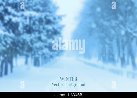 Realistic Blurred Winter Landscape Background, Trendy Design Template Stock Vector