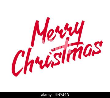 Merry Christmas Hand lettering Greeting Card. Typographical Vector Background. Handmade calligraphy Stock Vector