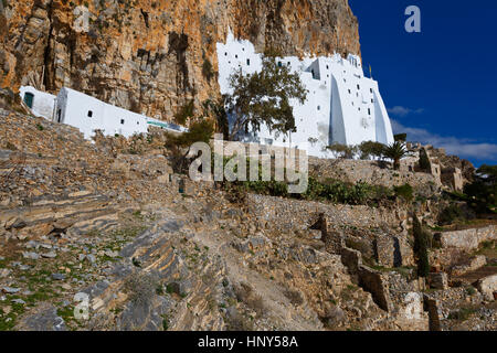 Famous monastery on Amorgos island in Greece. Stock Photo