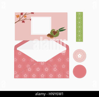 Card with calligraphic traditional Korean patterns Stock Photo