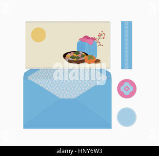 Card with traditional Korean patterns Stock Photo