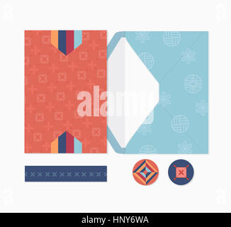 Card with traditional Korean patterns Stock Photo