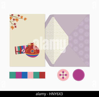 Card with traditional Korean patterns Stock Photo