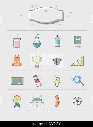 set icons school supplies illustration isolated on white background ...