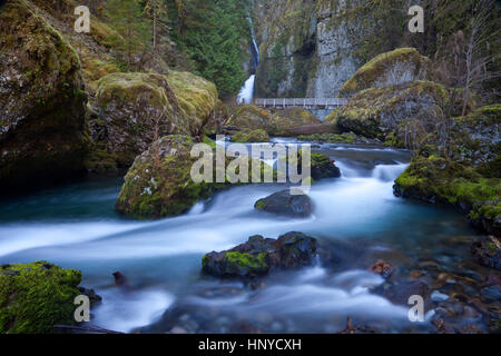 Wahclellla Falls in the Columbia River Gorge Outside Hood River Oregon Stock Photo