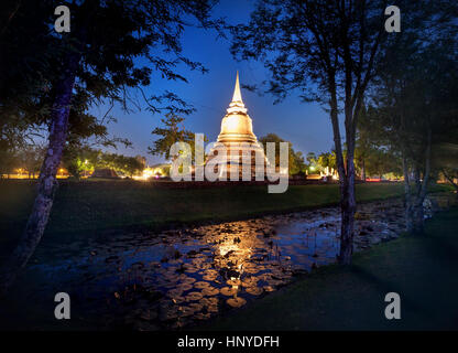 Golden Stupa Buddhist Temple in Sukhothai Historical Park, Thailand Stock Photo