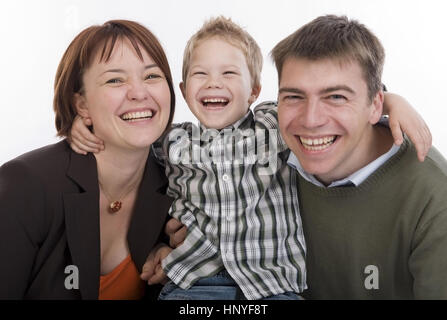 Model release , Familienfoto, Eltern mit Sohn - family portrait, parents with son Stock Photo