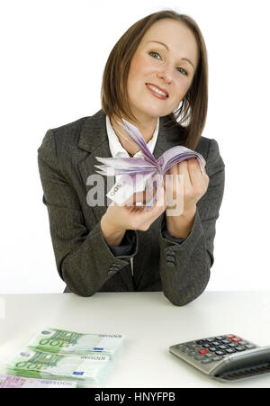 Model release , Junge Geschaeftsfrau mit Geld - young business woman with money Stock Photo
