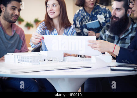 Architects collaborating on project Stock Photo