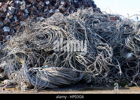 pile of processed metal cable non ferrous metal recycling plant liverpool uk Stock Photo