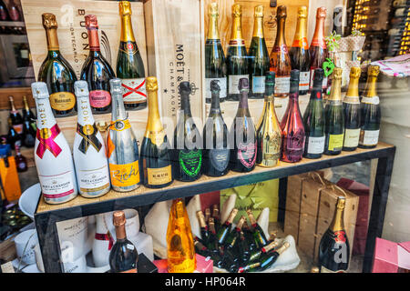 Champagne bottles in the store Stock Photo