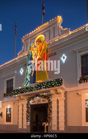 CHRISTMAS NEON DECORATIONS CASA ALCALDIA DE PONCE DOWNTOWN PONCE PUERTO  RICO Stock Photo - Alamy