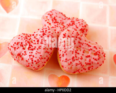 Heart-shaped donuts. Valentine's day Stock Photo