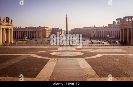 View from the front of the historic St Peter's Basilica in the Vatican City. Stock Photo