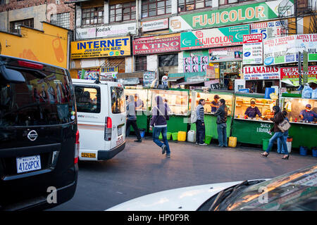 Street food stalls, in Avenida Mariscal Santa Cruz, La Paz, Bolivia Stock Photo