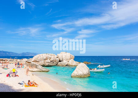 The amazing beach of Cala Mariolu, Gulf of Orosei, Gennargentu National Park, Nuoro Sardinia, Italy. Stock Photo