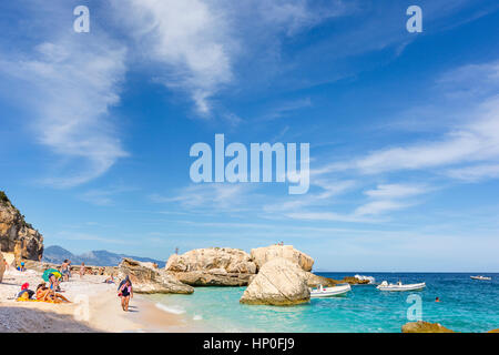 The amazing beach of Cala Mariolu, Gulf of Orosei, Gennargentu National Park, Nuoro Sardinia, Italy. Stock Photo
