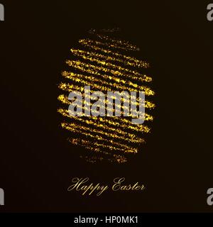 Easter egg made of polygonal elements, glowing dots and particles for your greeting card design Stock Vector