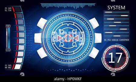 Head up display. Abstract futuristic blue background with HUD user interface elements for your design Stock Vector