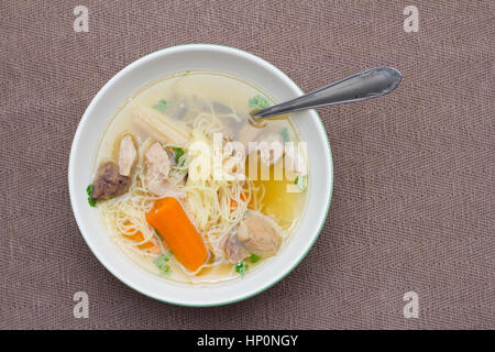 chicken soup on plate Stock Photo