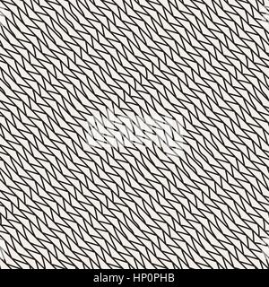 Hand Drawn Triangle Waves. Vector Seamless Black and White Pattern. Stock Vector