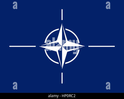 NATO Flag, North Atlantic Treaty Organization Stock Photo