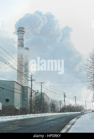 Smoke stacks of Allied Chemical in Solvay , New York Stock Photo