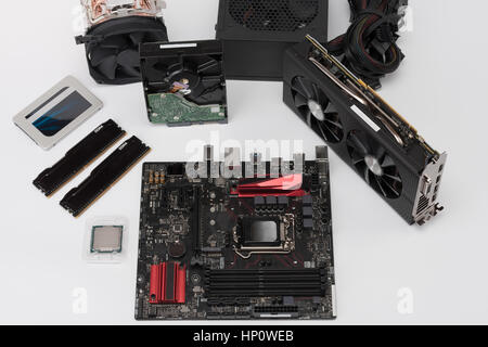 New components, hardware for building desktop PC. Stock Photo