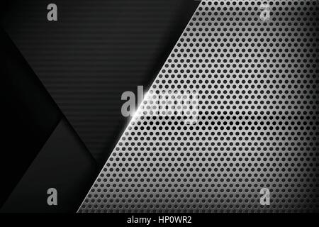 Chrome black and grey overlape and shadow element background texture vector illustration eps10 Stock Vector