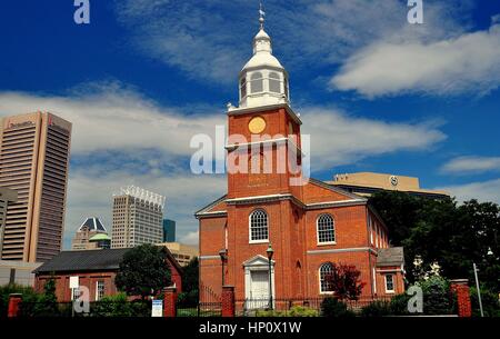 Baltimore, Maryland - July 22, 2013:  Old Otterbein Church, built in 1785, is the oldest house of worship in continual use in the city  * Stock Photo