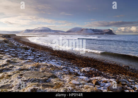 Warebeth coast in winter, Orkney Isles Stock Photo