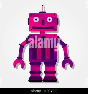 Robot with a colored triangles forming a gradient, purple to pink. Stock Vector