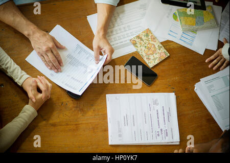 Colleagues collaborating during meeting Stock Photo
