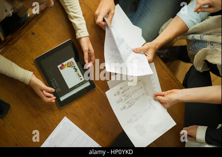 Colleagues collaborating during meeting Stock Photo